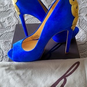 NEVER WORN BRIAN ATWOOD PEEP TOE BLUE SUEDE HEEL!